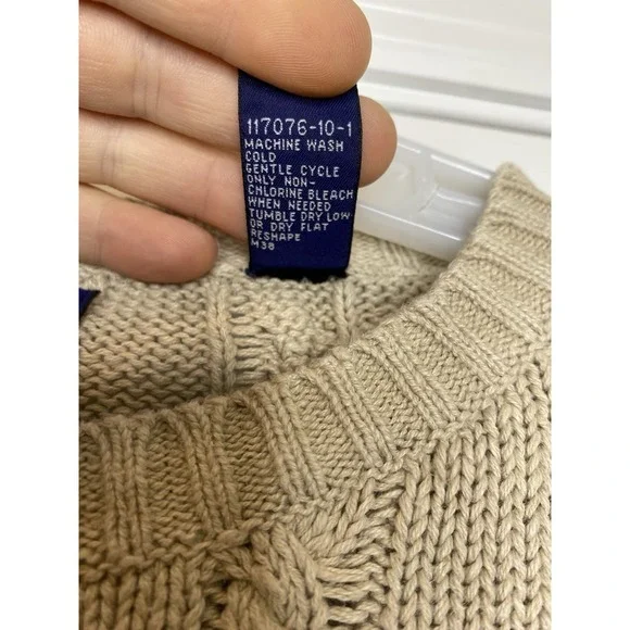 Gap‎ Men's Vintage Linen Blend Cable Knit Sweater Beige Tan Size XL - Picture 4 of 5